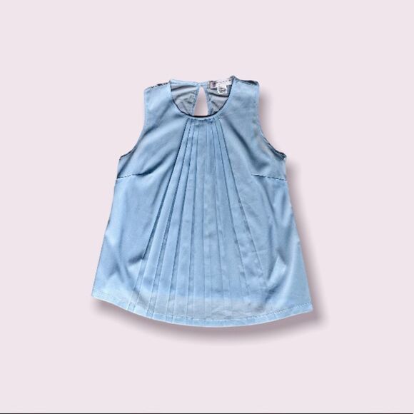 FRENCH CONNECTION Sky Blue Pleated Chiffon Blouse (S) - Picture 1 of 5
